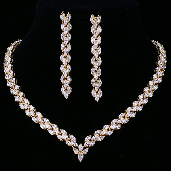 18K Gold Plated CZ Luxury Jewelry Set MR025JS