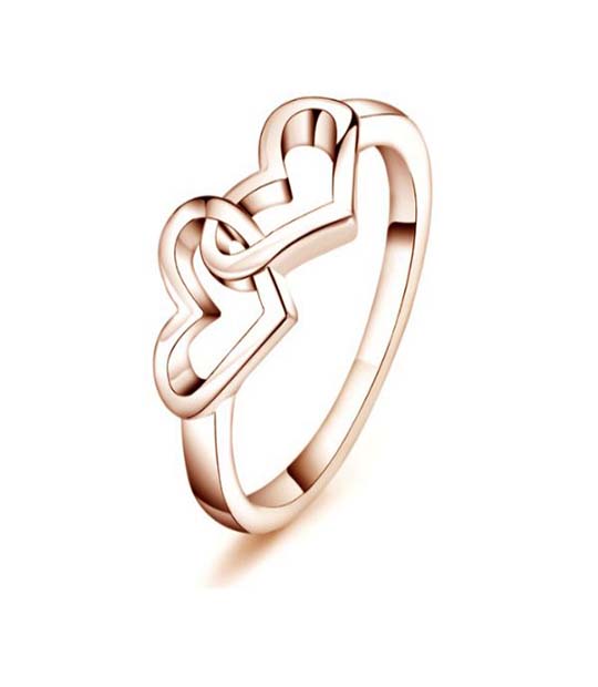 18K Rose Gold Plated Double Heart Ring MR059R
