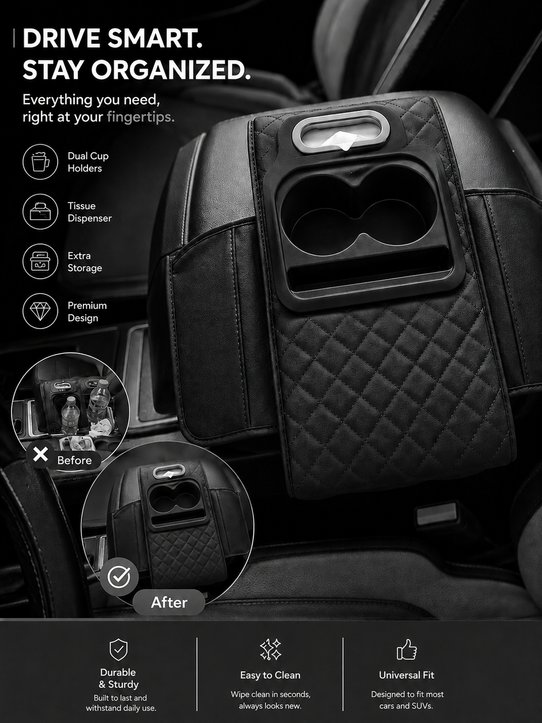 Premium Car Armrest Organizer