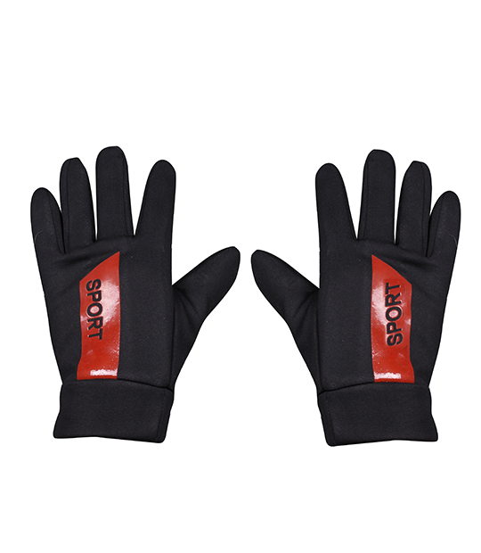Sport Printed Wind Stopper Fast Fit Black Gloves for Men
