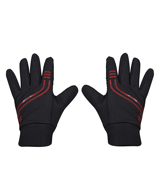 Printed Wind Stopper Fast Fit Black Gloves for Men
