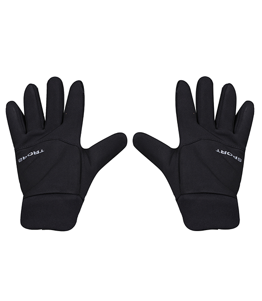 Printed Wind Stopper Fast Fit Black Gloves for Men