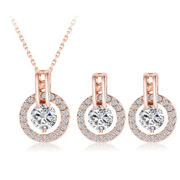 Rose Gold Plated Cubic Zirconia Jewelry Set MR024JS
