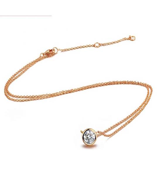 18K Rose Gold Plated CZ Circle Pendant MR046P