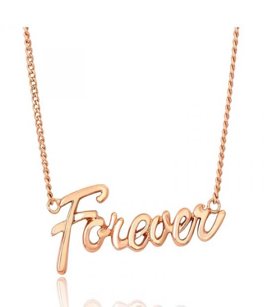 18K Rose Gold Plated Forever engraved Pendant MR051P