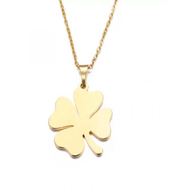 Lucky Clover Stainless Steel Gold Plated Pendant MR052P