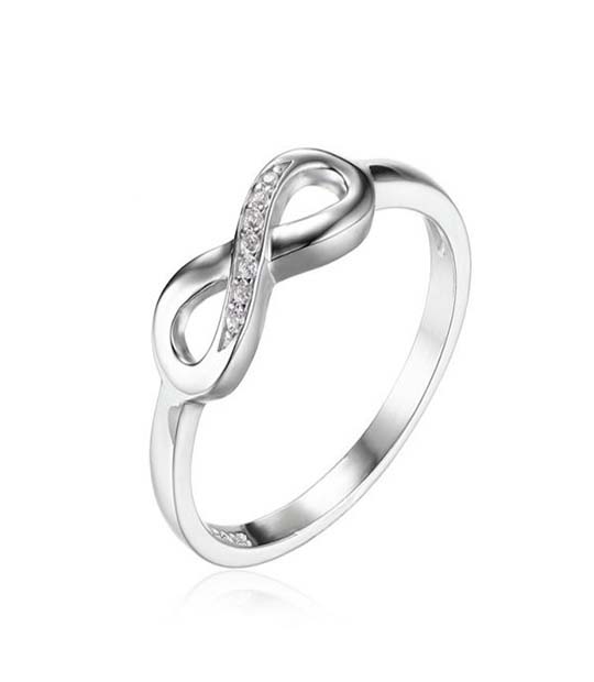 Sterling Silver Infinity CZ Diamond Ring MR051R