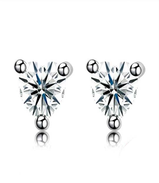 Sterling Silver Tiny Heart CZ Stud Earrings MR027E