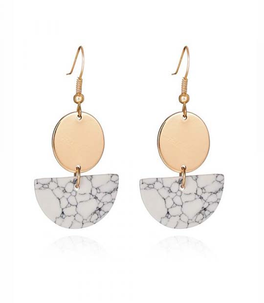 Trendy Faux Stone Semi Circle Earrings MR023E