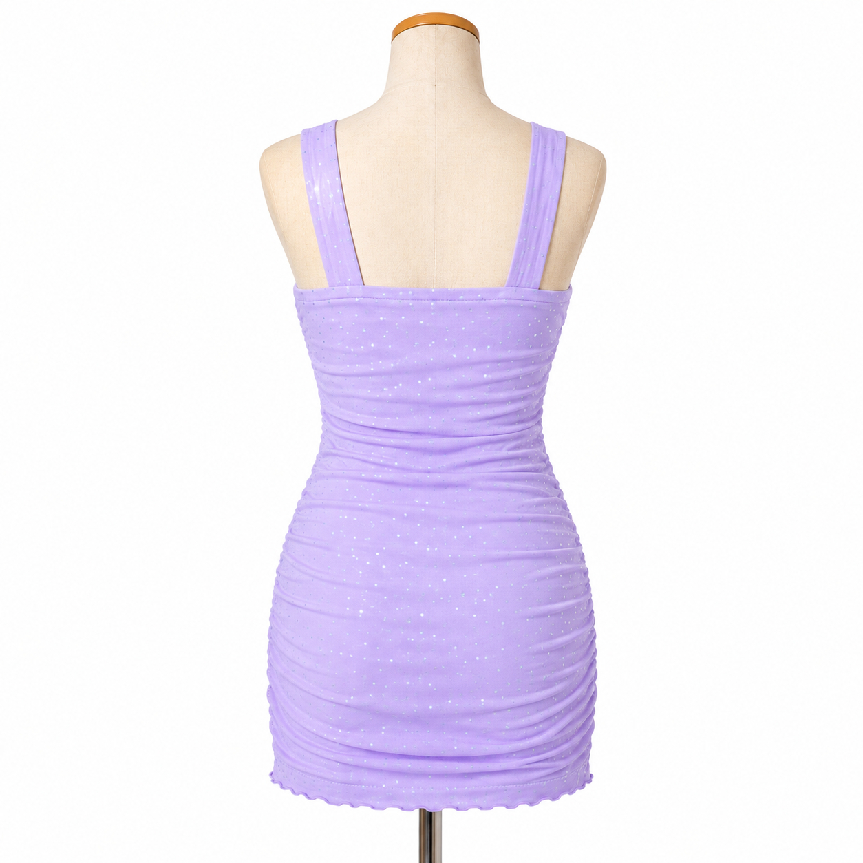 Women’s Lavender Glitter Ruched Mini Dress