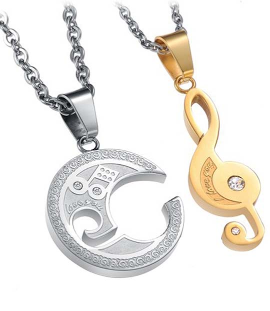 Dual Tone Music Couple Pendant MR038P