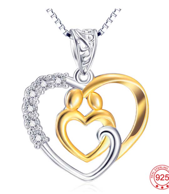 S925 Silver 18K Gold Plated Love Heart Pendant MR001P