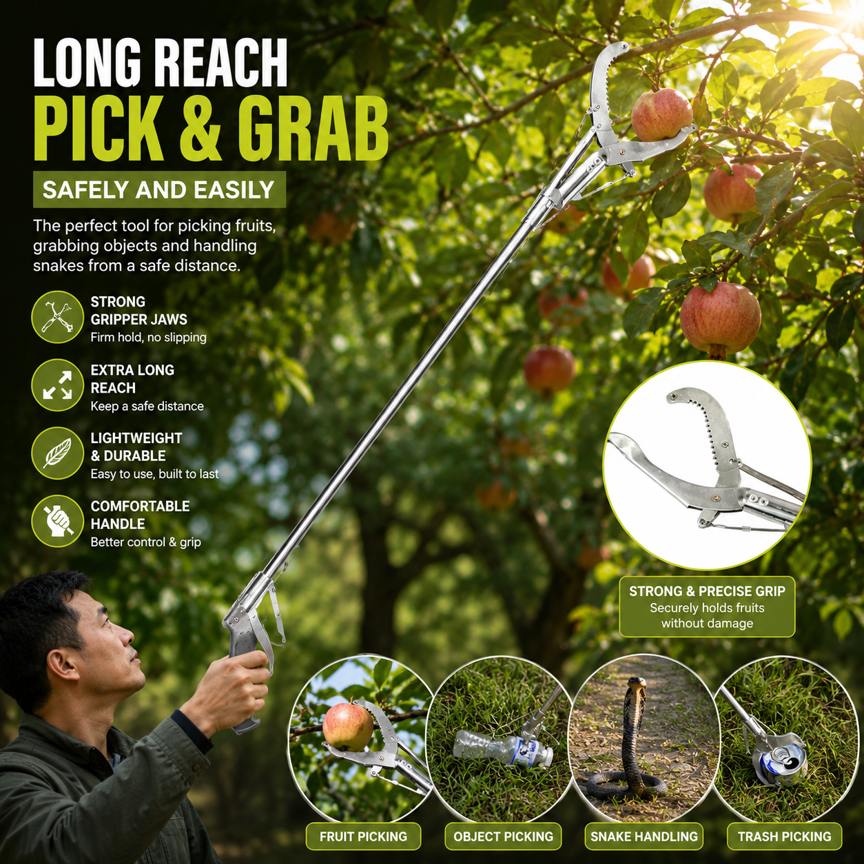 Multi-Purpose Long-Handle Grabber & Snake Catcher