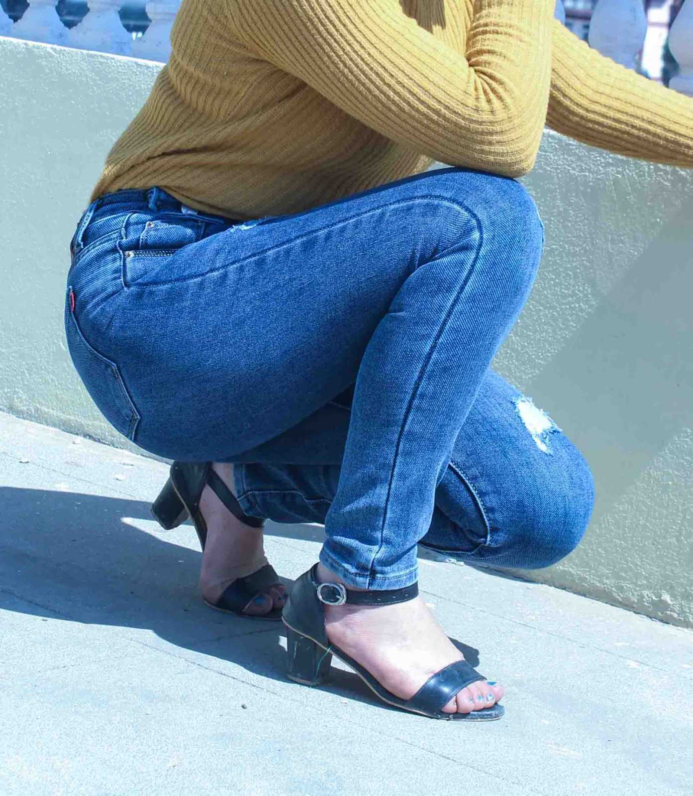 Women's Stretchy Ripped Hole Skinny Jeans Denim Pants